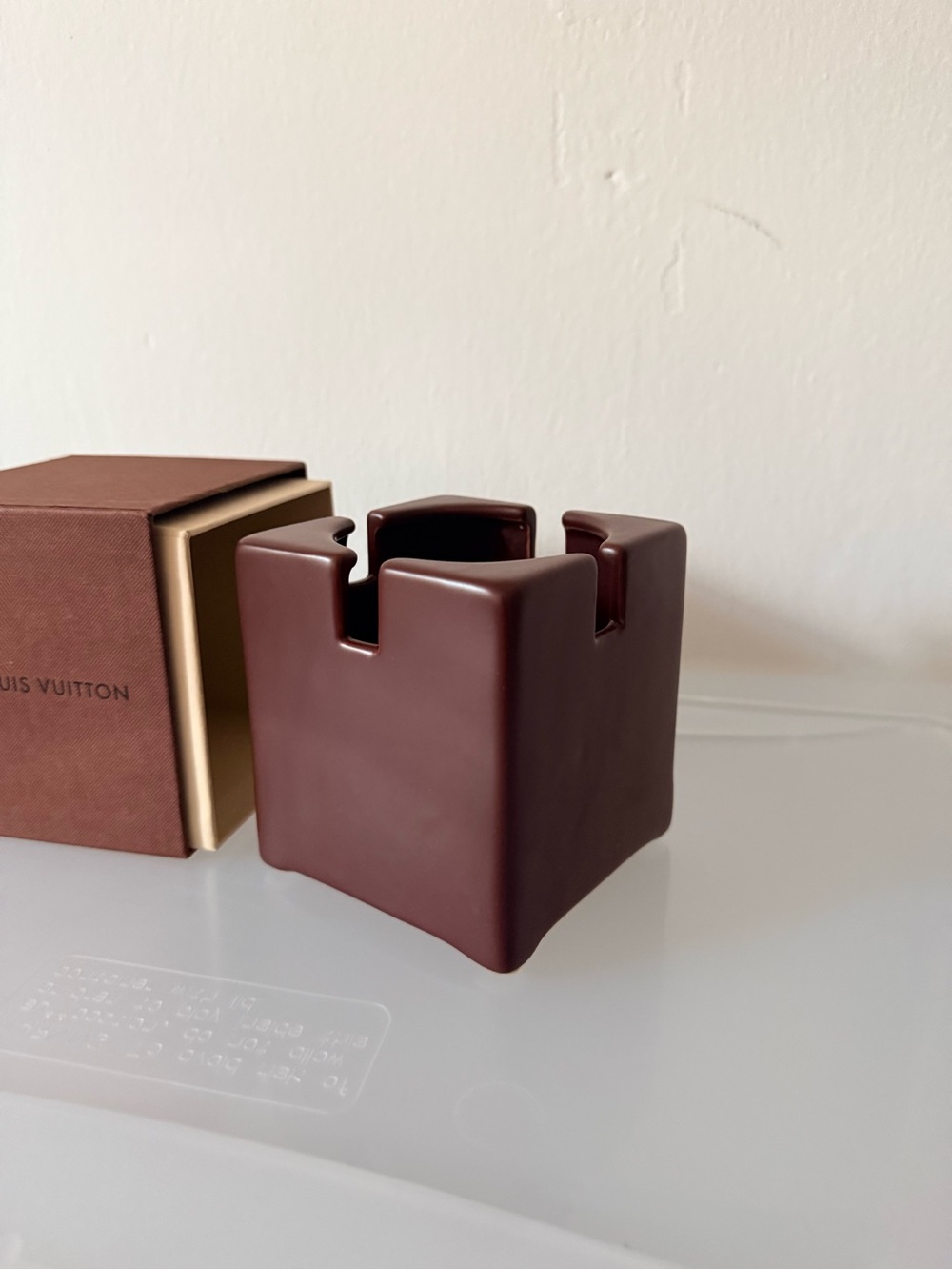 Louis Vuitton Deep Burgundy Ceramic Square Ashtray